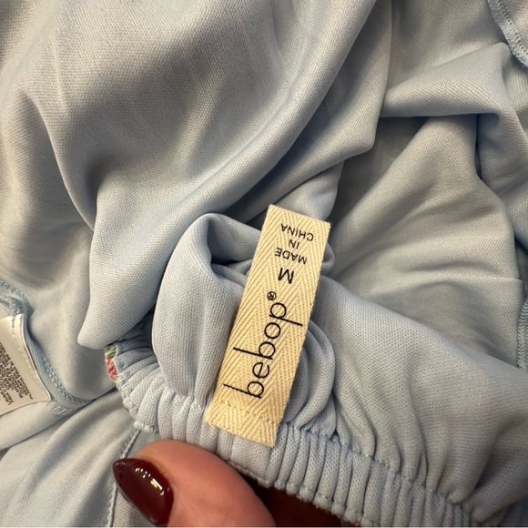 BeBop Floral Dress with Puff Sleeves in Blue and Pink - Picture 8 of 8